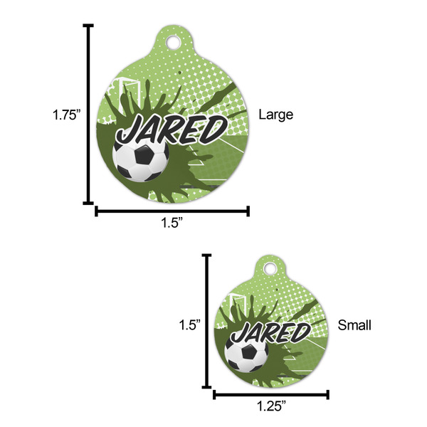 Soccer Round Pet ID Tag - Large - Comparison Scale