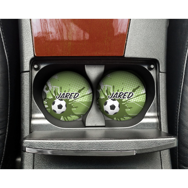 Soccer Sandstone Car Coaster - In Cup Holder