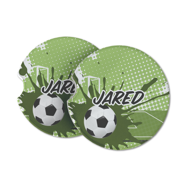 Custom Soccer Sandstone Car Coasters - Set of 2 (Personalized)