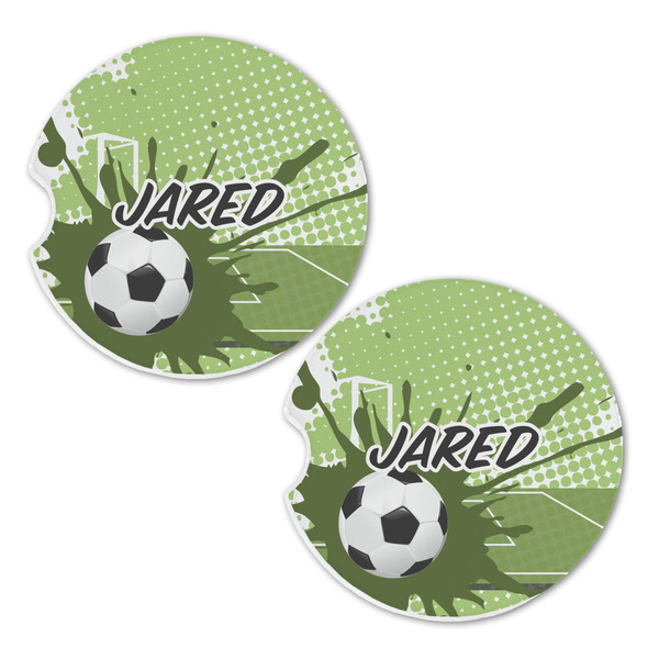 Soccer Sandstone Car Coasters - Set of 2