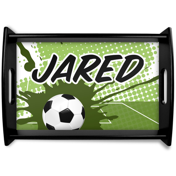 Custom Soccer Black Wooden Tray - Small (Personalized)