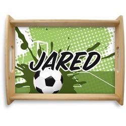 Soccer Natural Wooden Tray - Large (Personalized)