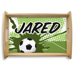 Soccer Natural Wooden Tray - Small (Personalized)