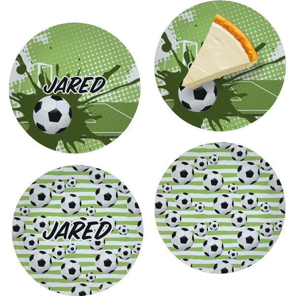 Custom Soccer Set of 4 Glass Appetizer / Dessert Plate 8" (Personalized)