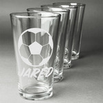 Soccer Pint Glasses - Engraved (Set of 4) (Personalized)