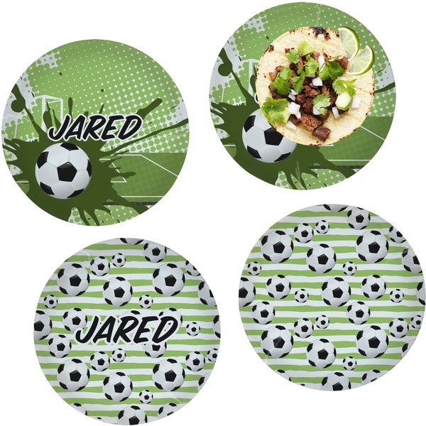 Custom Soccer Set of 4 Glass Lunch / Dinner Plate 10" (Personalized)