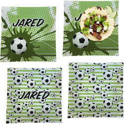 Soccer Set of 4 Glass Square Lunch / Dinner Plate 9.5" (Personalized)