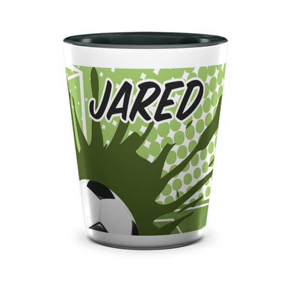 Custom Soccer Ceramic Shot Glass - 1.5 oz - Two Tone - Set of 4 (Personalized)