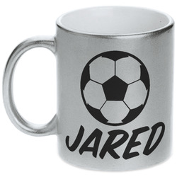 Soccer Metallic Silver Mug (Personalized)