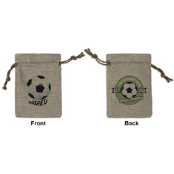 Soccer Small Burlap Gift Bag - Front & Back (Personalized)