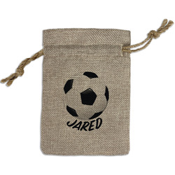 Soccer Small Burlap Gift Bag - Front (Personalized)