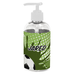 Soccer Plastic Soap / Lotion Dispenser (8 oz - Small - White) (Personalized)