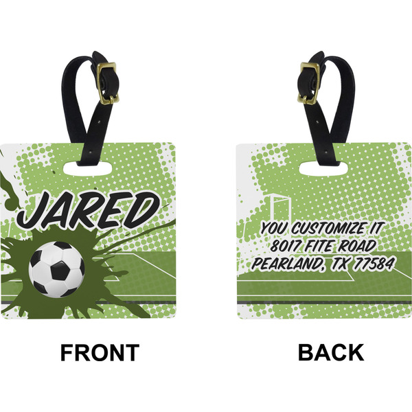 Soccer Square Luggage Tag (Front + Back)