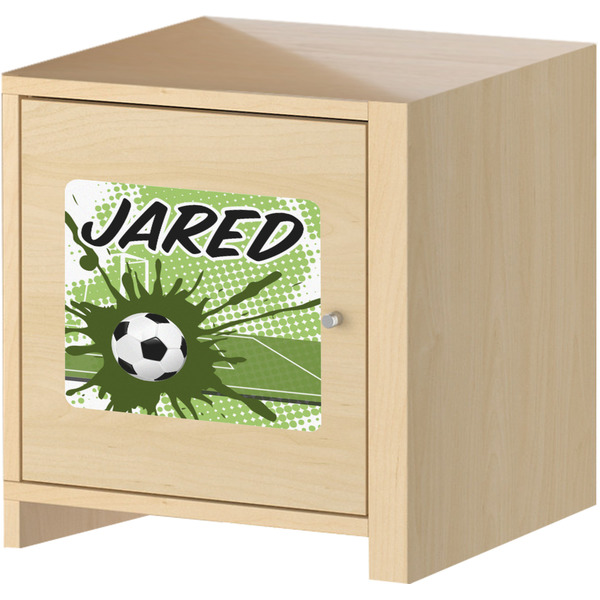 Soccer Square Wall Decal on Wooden Cabinet