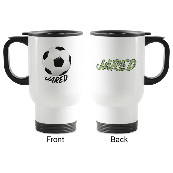 Soccer Stainless Steel Travel Mug with Handle - Apvl