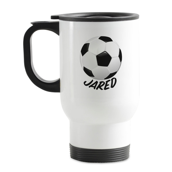 Custom Soccer Stainless Steel Travel Mug with Handle