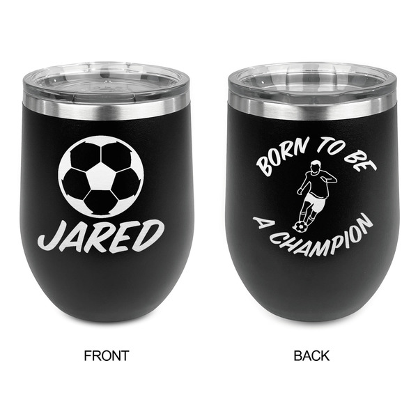 Soccer Stainless Wine Tumblers - Black - Double Sided - Approval