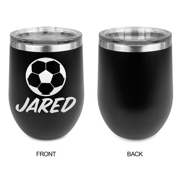 Soccer Stainless Wine Tumblers - Black - Single Sided - Approval