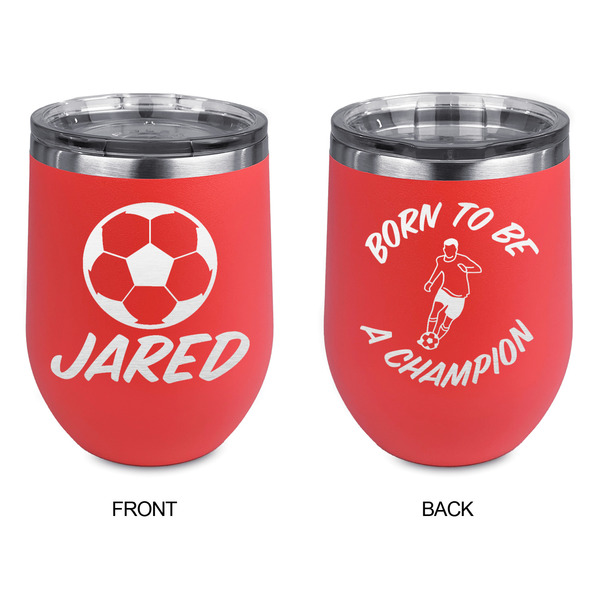 Soccer Stainless Wine Tumblers - Coral - Double Sided - Approval