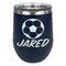 Soccer Stainless Wine Tumblers - Navy - Single Sided - Front