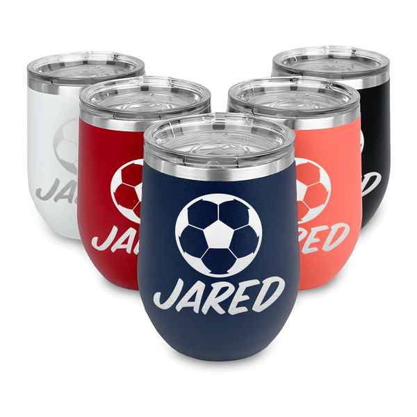 Soccer Steel Wine Tumblers Multiple Colors