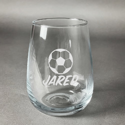 Soccer Stemless Wine Glass (Single) (Personalized)