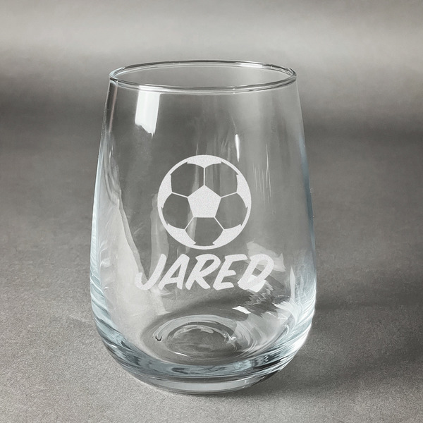 Custom Soccer Stemless Wine Glass - Engraved (Personalized)