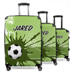 Soccer 3 Piece Luggage Set - 20" Carry On, 24" Medium Checked, 28" Large Checked (Personalized)