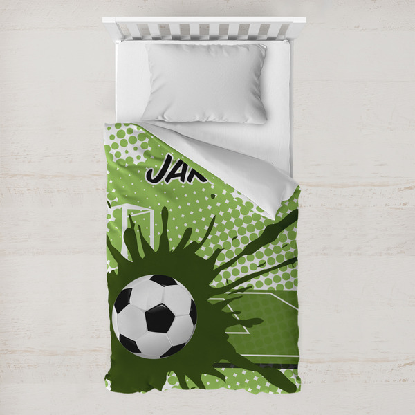 Custom Soccer Toddler Duvet Cover w/ Name or Text