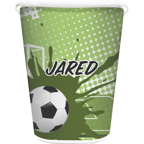 Custom Soccer Waste Basket - Double Sided (White) (Personalized)