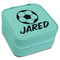 Soccer Travel Jewelry Boxes - Leatherette - Teal - Angled View