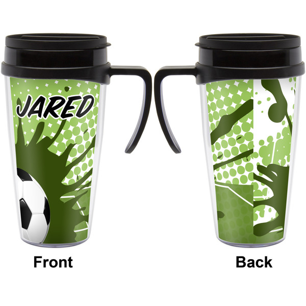 Soccer Travel Mug with Black Handle - Approval