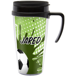 Soccer Acrylic Travel Mug with Handle (Personalized)