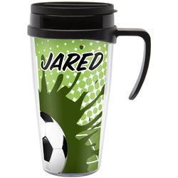 Soccer Acrylic Travel Mug with Handle (Personalized)