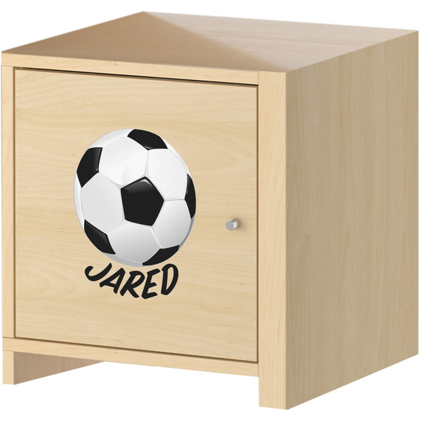 Soccer Wall Graphic on Wooden Cabinet