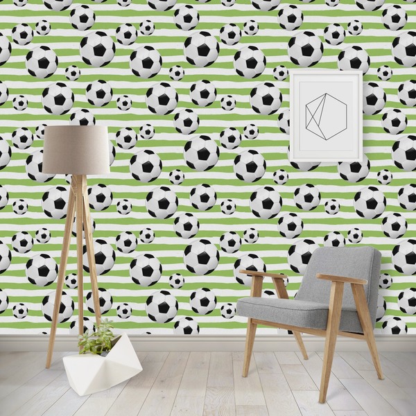 Custom Soccer Wallpaper & Surface Covering (Water Activated - Removable)
