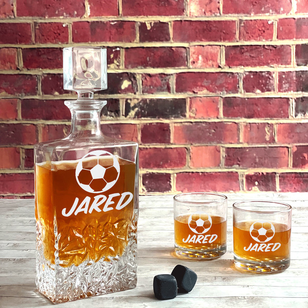 Soccer Whiskey Decanters - 26oz Rect - LIFESTYLE