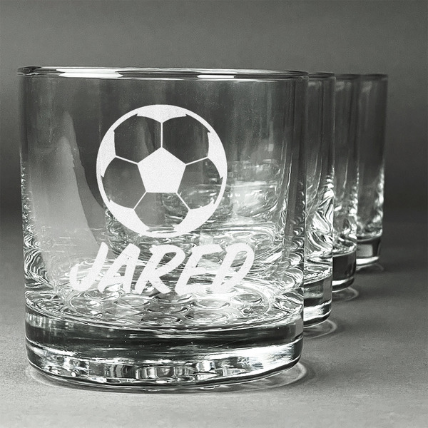Custom Soccer Whiskey Glasses (Set of 4) (Personalized)
