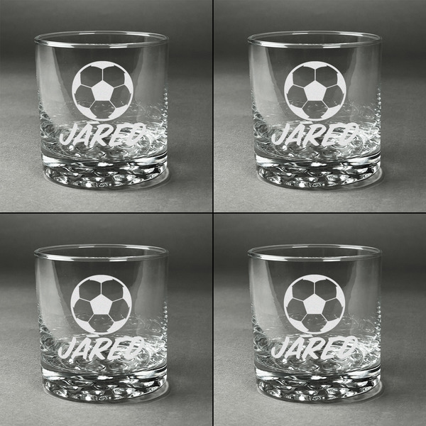Soccer Whiskey Glasses - Set of 4 all Engraved