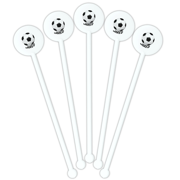 Soccer White Plastic 5.5" Stir Stick - Fan View