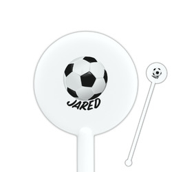 Soccer 5.5" Round Plastic Stir Sticks - White - Single Sided (Personalized)