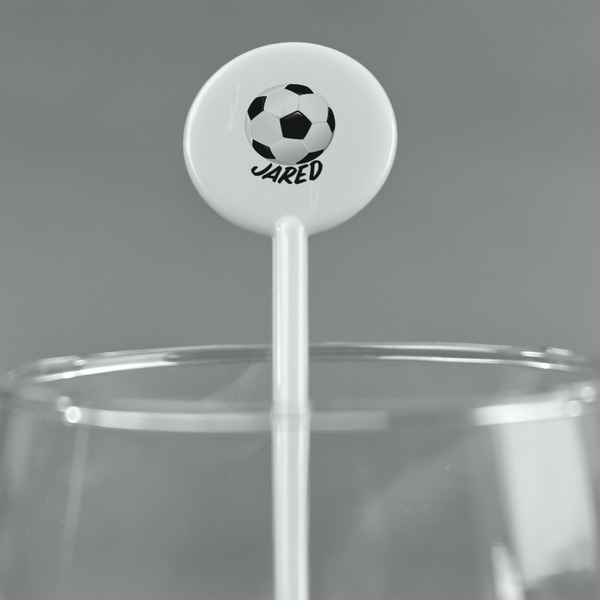 Soccer White Plastic 5.5" Stir Stick - Round - Main
