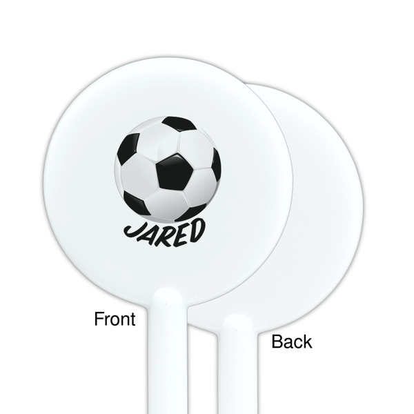 Soccer White Plastic 5.5" Stir Stick - Single Sided - Round - Front & Back