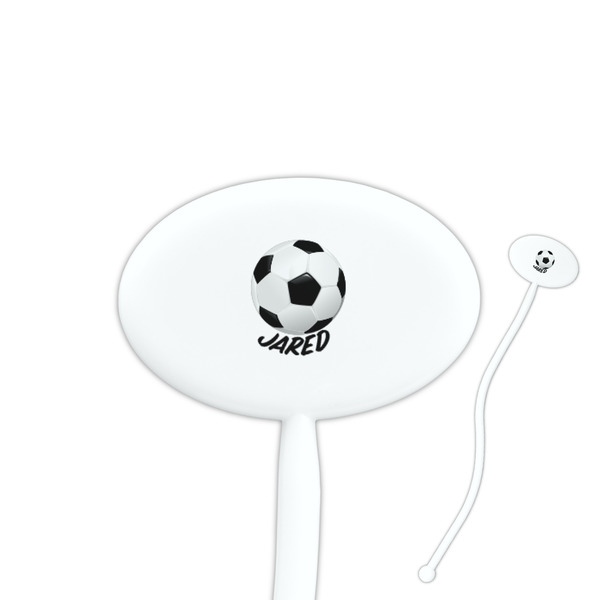 Custom Soccer 7" Oval Plastic Stir Sticks - White - Single Sided (Personalized)