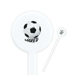 Soccer 7" Round Plastic Stir Sticks - White - Single Sided (Personalized)