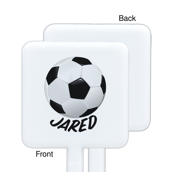Soccer White Plastic Stir Stick - Single Sided - Square - Approval