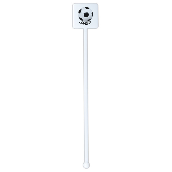 Soccer White Plastic Stir Stick - Single Sided - Square - Single Stick
