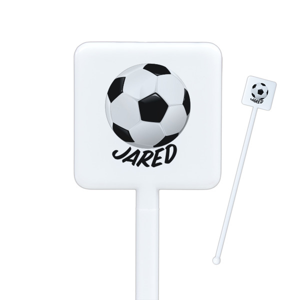 Custom Soccer Square Plastic Stir Sticks - Double Sided (Personalized)
