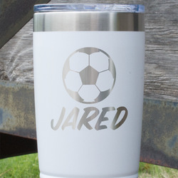 Soccer 20 oz Stainless Steel Tumbler - White - Single Sided (Personalized)