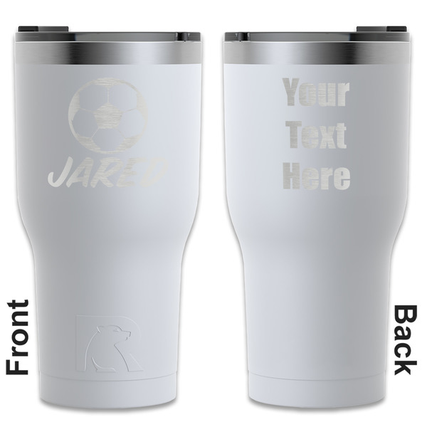 Custom Soccer RTIC Tumbler - White - Engraved Front & Back (Personalized)